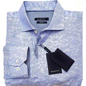 NWT Bugatchi Classic Fit Blue Button Down Shirt L $149